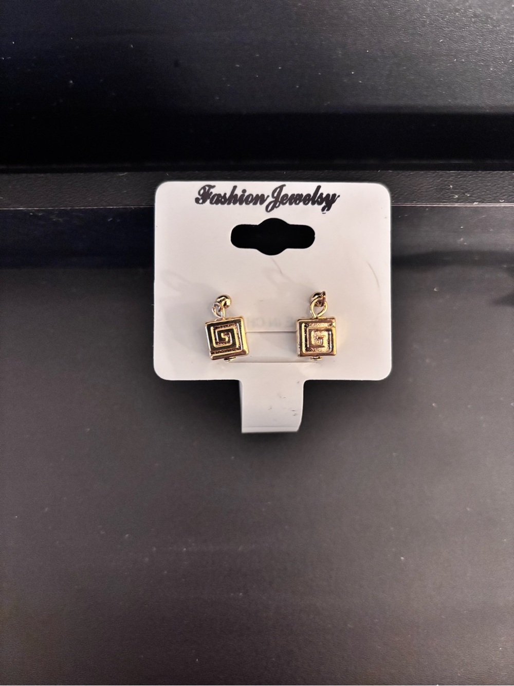 Fashion Jewelry Gold Square Spiral Drop Earrings
